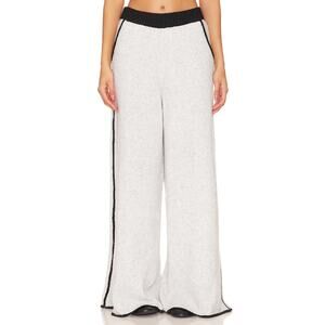 NWT WeWoreWhat Wide Leg Pull On Pants Womens Small Heather Gray Black Piping